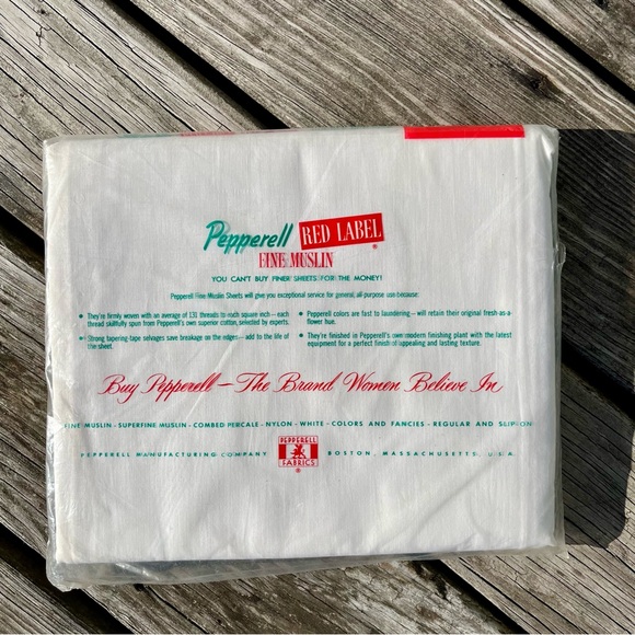 Vintage Sixties Pepperell White Muslin Fitted Sheet Deadstock Original Package - Picture 2 of 7